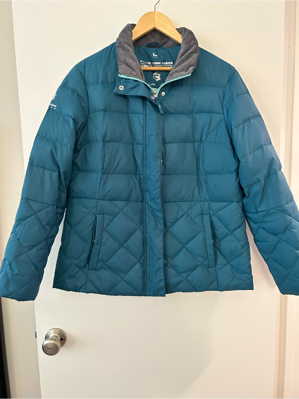 Free Country Teal Quilted Puffer Coat with Fleece Collar